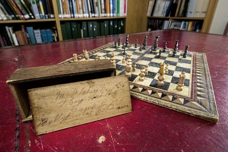 A century-old chessboard, once belonging to the uncle of Hollywood actor Martin Sheen Picture by Liam McBurney/PA 