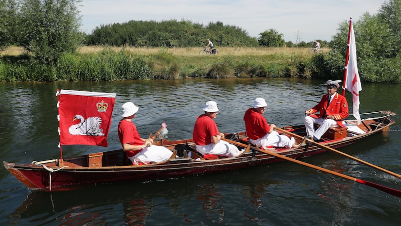Swan Uppers in a boat