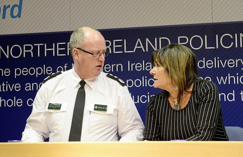 PSNI&#39;s Chief Constable George Hamilton pictured with Northern Ireland Policing Board Chair Anne Connolly. Picture by Arthur Allison. 