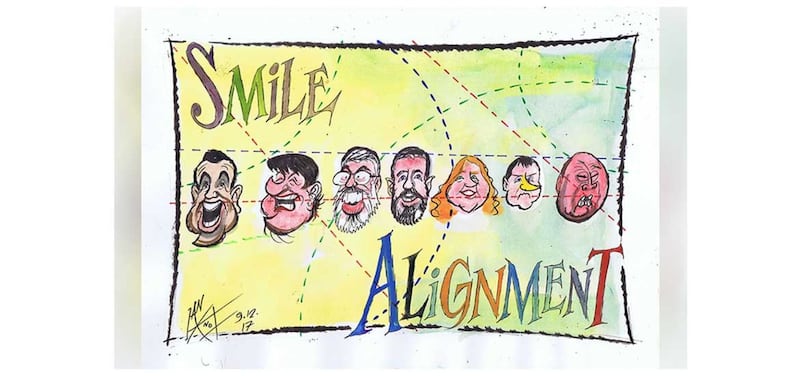 &nbsp;Smile! DUP offers guarded support for phase one Brexit deal. Ian Knox cartoon
