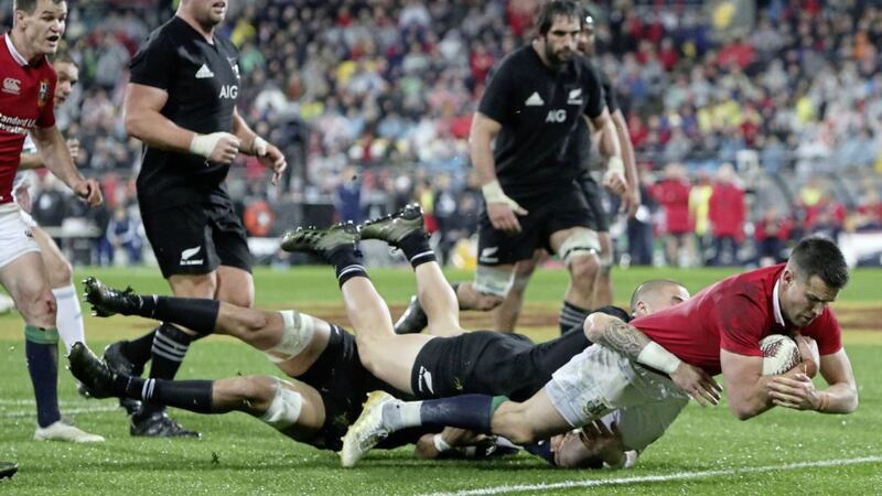 CROSSING THE LION: Lions scrum-half Conor Murray crashes over for a try during Saturday&rsquo;s win over New Zealand in the second Test in Wellington. The match was a thriller, but that wasn&rsquo;t to the detriment of the weekend&rsquo;s other sporting contests with each of them able to stand on their own merits														  Picture: PA 