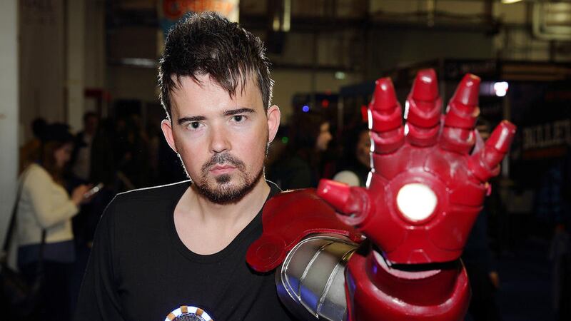 Sun 3 May 2015 - Tony Stark look-a-like Austin Flanagan, who also owns a comic book shop in Belfast, at Sunday&#39;s Comic Con event at the King&#39;s Hall. Picture: Cliff Donaldson. 