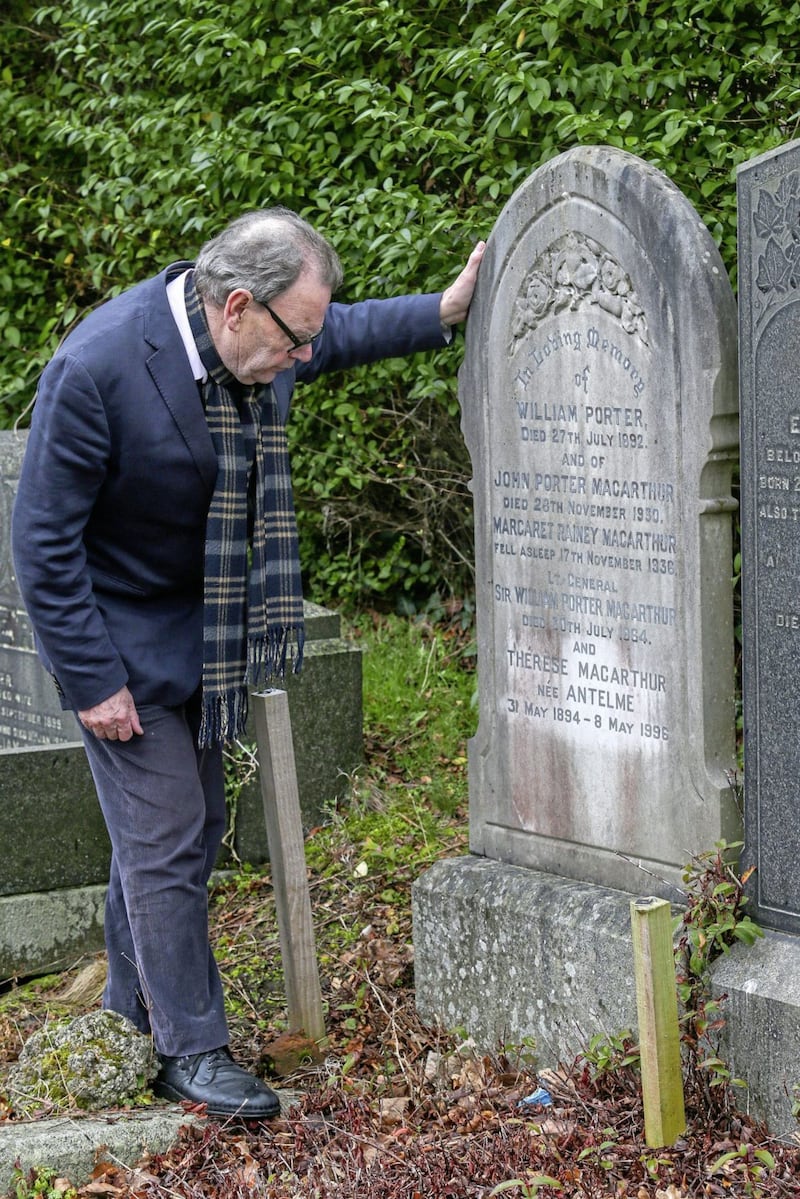 Tom Hartley in Balmoral Cemetery &ndash;&nbsp;&#39;You will always find what you are not looking for&#39;. Picture by Mal McCann 