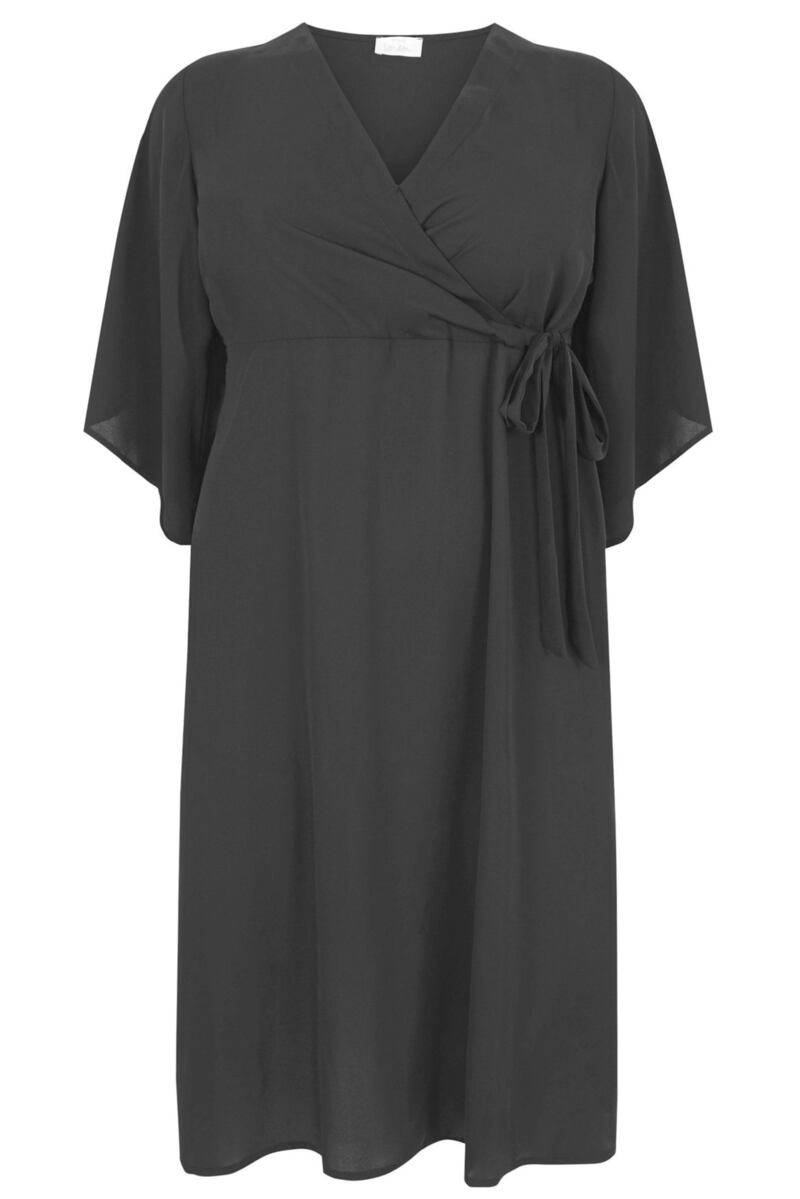 Yours London Black Wrap Dress With Tie Waist, &pound;36.99 