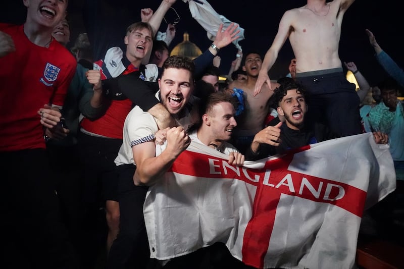 Fans watching England v Denmark
