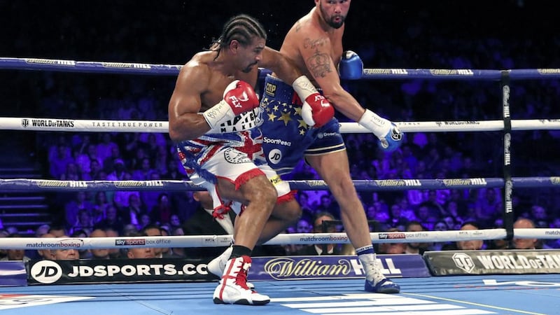 Tony Bellew (right) and David Haye during the Heavyweight Contest bout at the O2 Arena, London. PRESS ASSOCIATION Photo. Picture date: Saturday May 5, 2018. See PA story BOXING London. Photo credit should read: Nick Potts/PA Wire 
