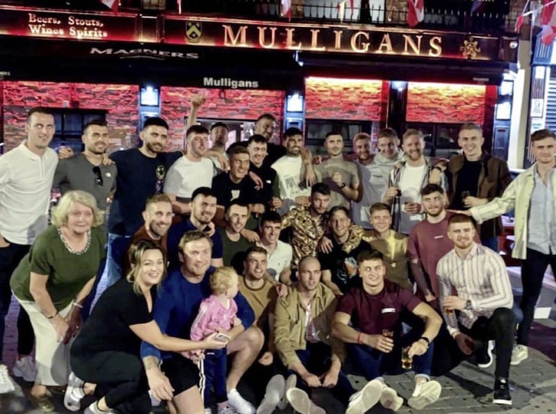 GATHERING: Tyrone players and their families at Mulligans 