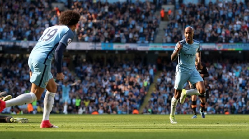 Manchester City's Leroy Sane and Fabian Delph
