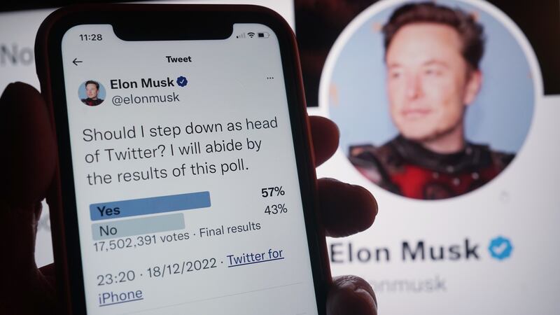 More than 57% of the 17.5 million votes cast in a online poll said the Tesla boss should leave his role.