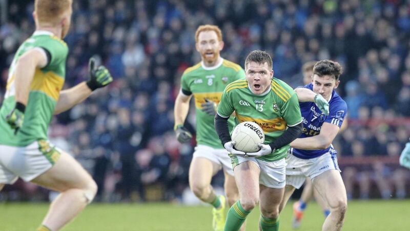Glen&#39;s Paul Gunning in action against Scotstown. Picture by Margaret McLaughlin 