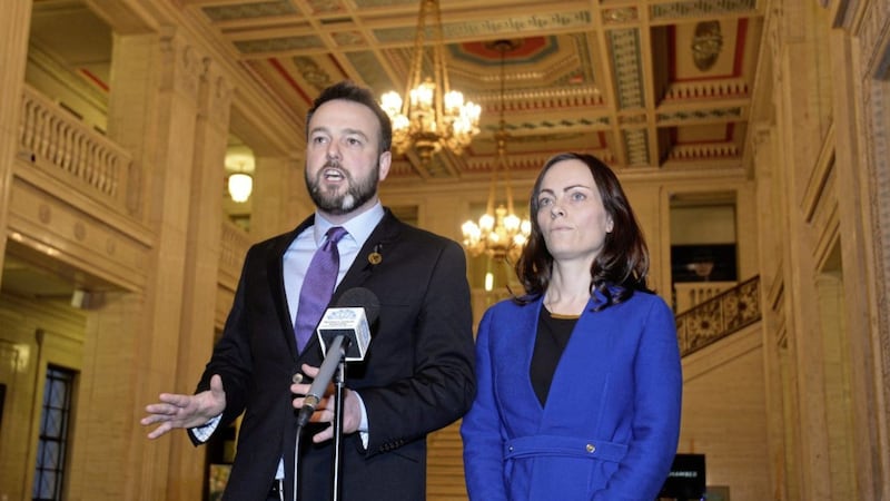 Colum Eastwood and Nichola Mallon both advocate a free vote on abortion. Picture by Colm Lenaghan/Pacemaker Press 