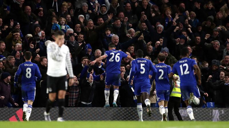 John Terry celebrates scoring a 98th minute equaliser for Chelsea to deny Everton a first win at Stamford Bridge in 21 years