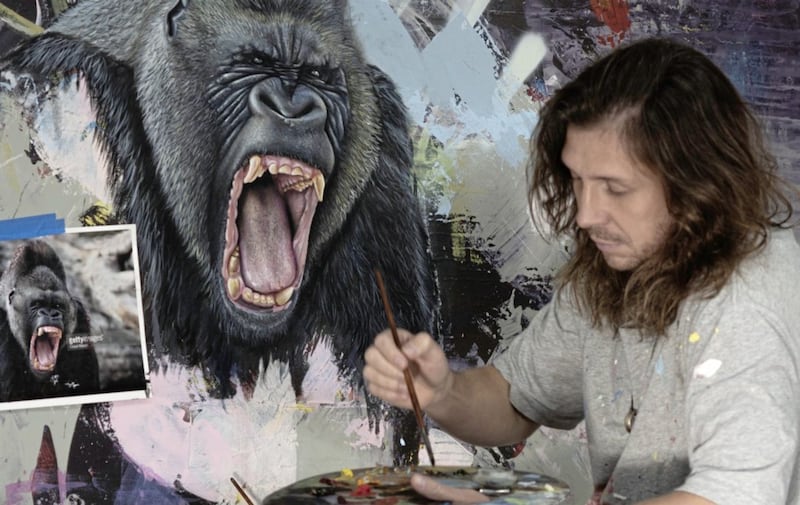 Artist Robyn Ward at work on his Plastic Nation series 