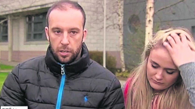 Davitt Walsh, with girlfriend Stephanie Knox. Mr Walsh swam out in a desperate bid to help the family whose car slipped off Buncrana pier.     						      Picture by RT&Eacute;
