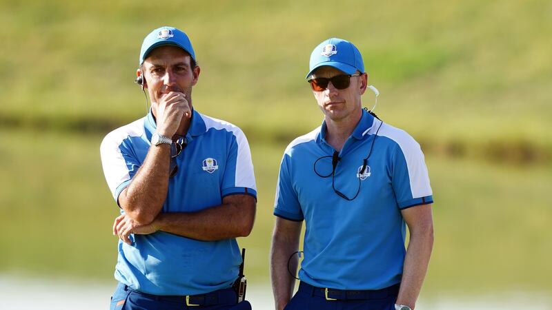 Europe captain Luke Donald (right) has named Edoardo Molinari his first vice-captain for the 2025 Ryder Cup