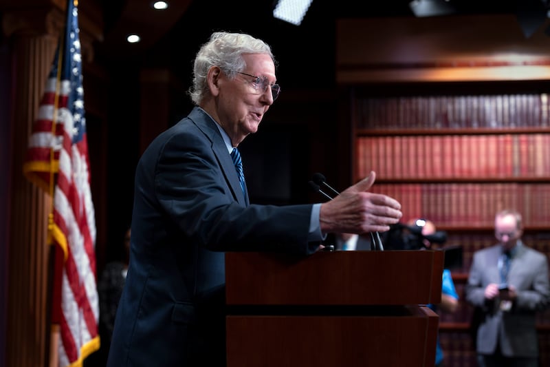 US senate minority leader Mitch McConnell praises support for Ukraine after the move to approve aid (AP)