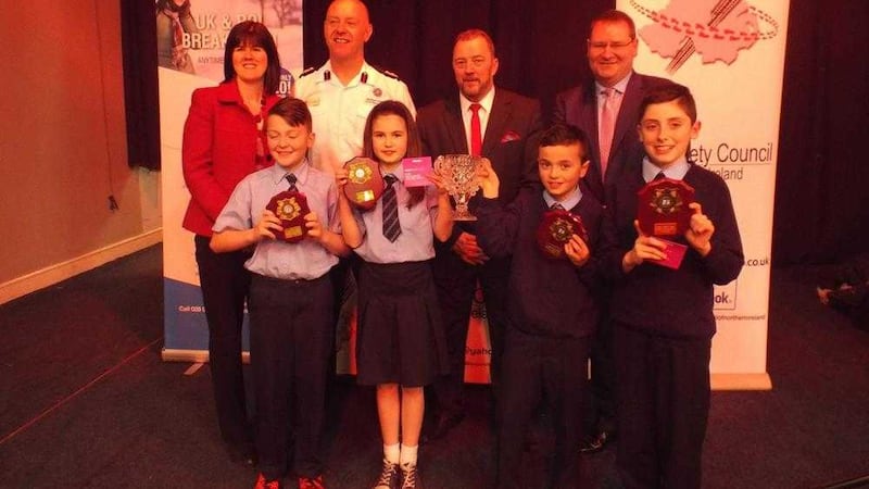 Pupils Liam Crossan, Luke McElhinney, Emma Redmond and Fergal O&#39;Kane helped Co Derry school St Mary&#39;s Altinure win the title of Northern Ireland Primary School Road Safety Quiz champions 