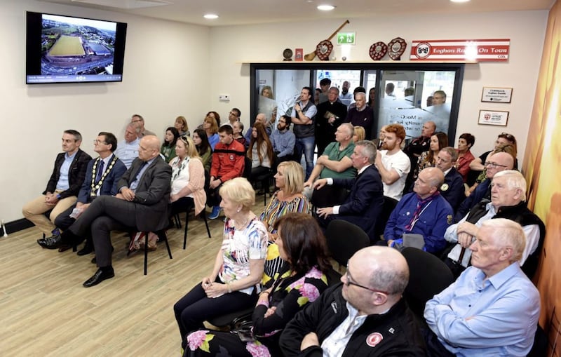 Patrons attended the official opening of the new Eoghan Ruadh clubrooms, Dungannon. Picture courtesy of Michael Cullen, Dungannon Herald 