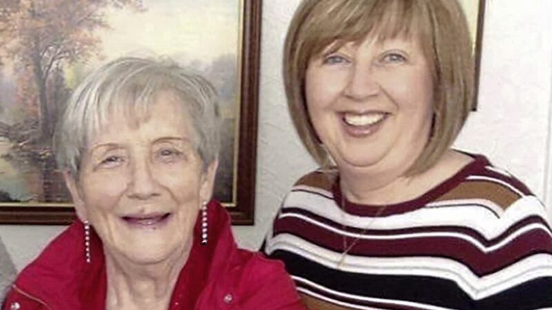 Brenda Doherty, pictured with her 82-year-old mother Ruth Burke, who was the first woman to pass away in Northern Ireland from Covid-19 in March 2020 