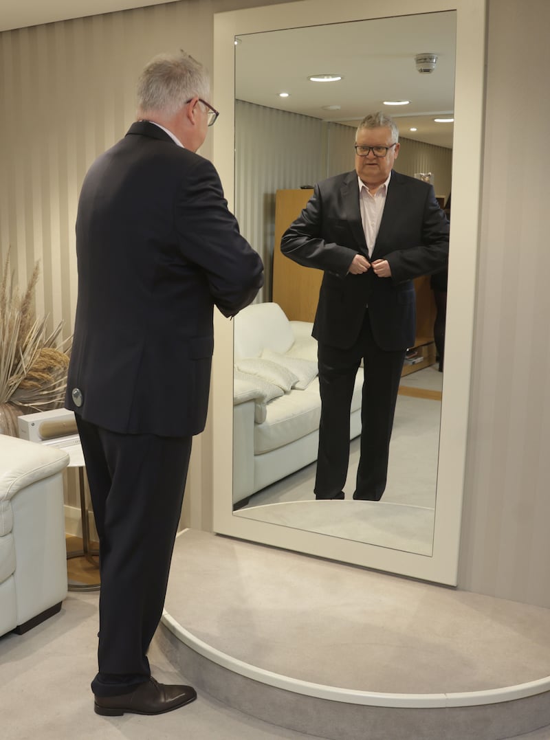 Irish News Business Editor Gary McDonald during a Person Shopping trip at Victoria Square.
PICTURE COLM LENAGHAN
