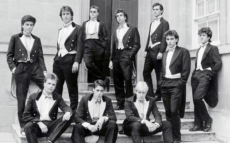The Bullingdon Club circa 1987 with future Prime Ministers David Cameron and Boris Johnson 
