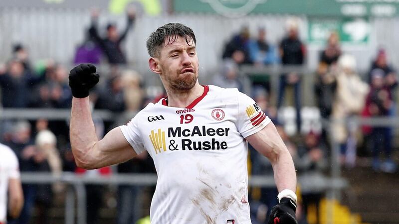 Tyrone&#39;s Mattie Donnelly at the end of the Allianz Football League Division one game between Tyrone and Kerry on 03-05-2023 at Healy Park Omagh. Picture by Philip Walsh 