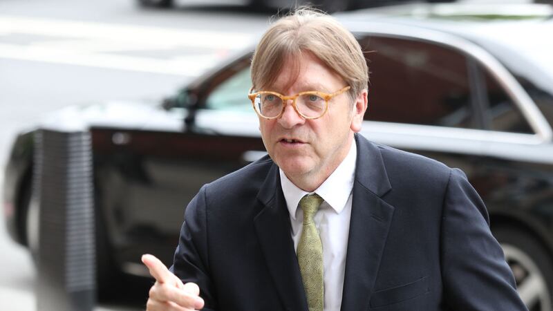 European Parliament's Brexit co-ordinator Guy Verhofstadt arrives at Portcullis House in Westminster, London, where he is giving evidence to the Exiting the EU Committee&nbsp;