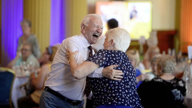 Marian and John Captain enjoying the tea dance at Belfast City Hall yesterday which was organised by Good Morning West Belfast and sponsored by The Irish News. Picture by Mark Marlow 