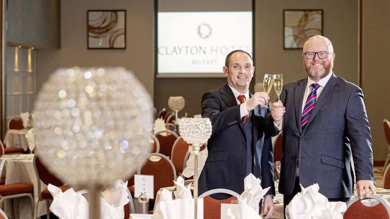 Clayton Belfast&#39;s general manager Jonathan Topping (right) with conference &amp; banqueting supervisor Ryan Todd 