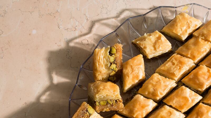 Imad Alarnab’s pistachio and walnut baklawa(Andy Sewell/PA)