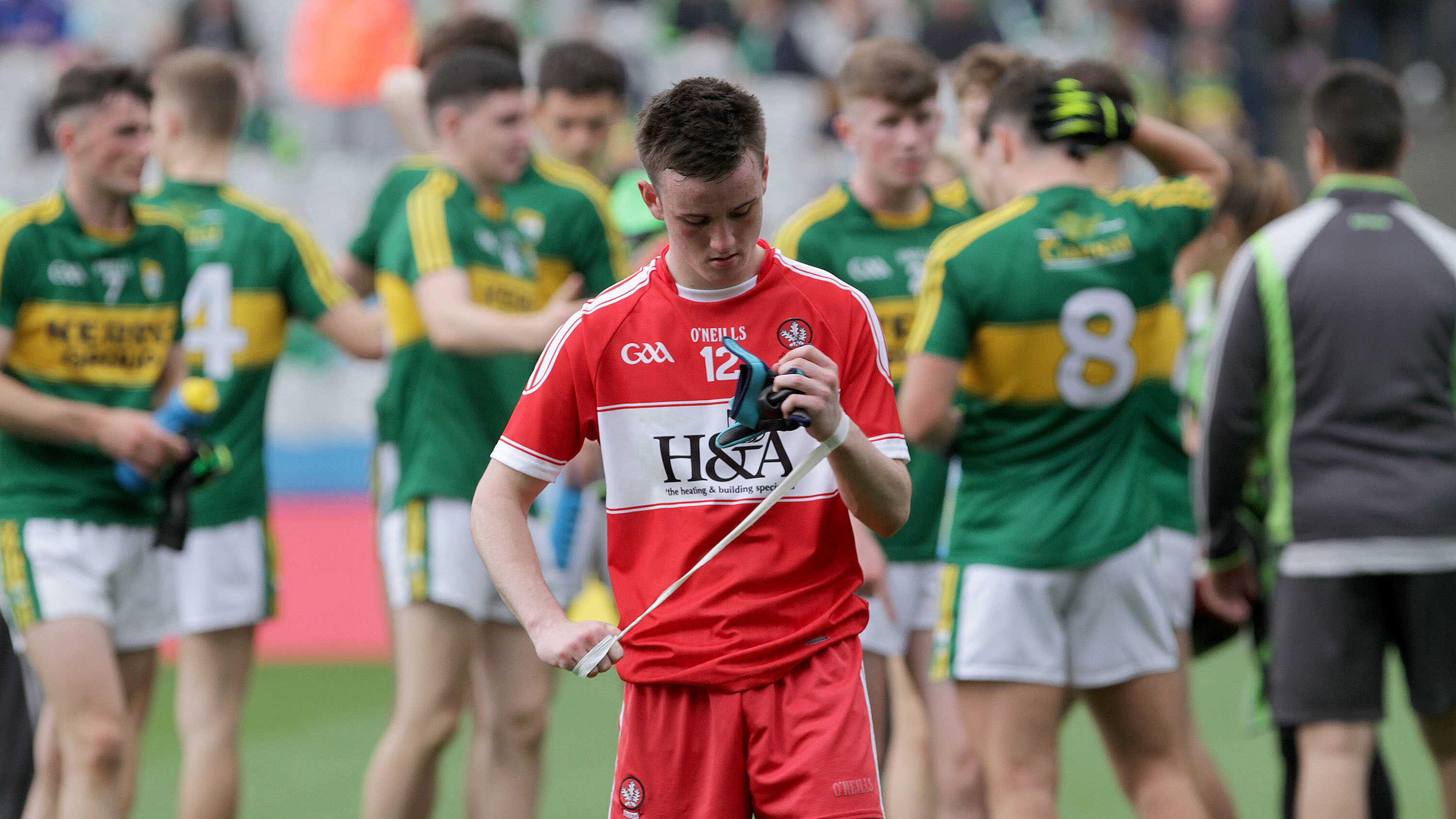 Derry goalscorer Padraig Quigg following his side&rsquo;s defeat to Kerry in yesterday&rsquo;s All-Ireland MFC quarter-final at Croke Park<br/>Picture by Seamus Loughran&nbsp;