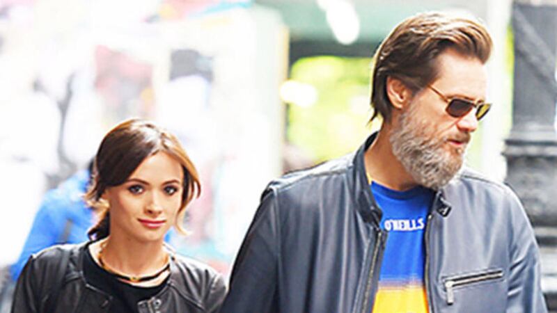 ALLEGATIONS: Jim Carrey with his former girlfriend Cathriona White who died last year 