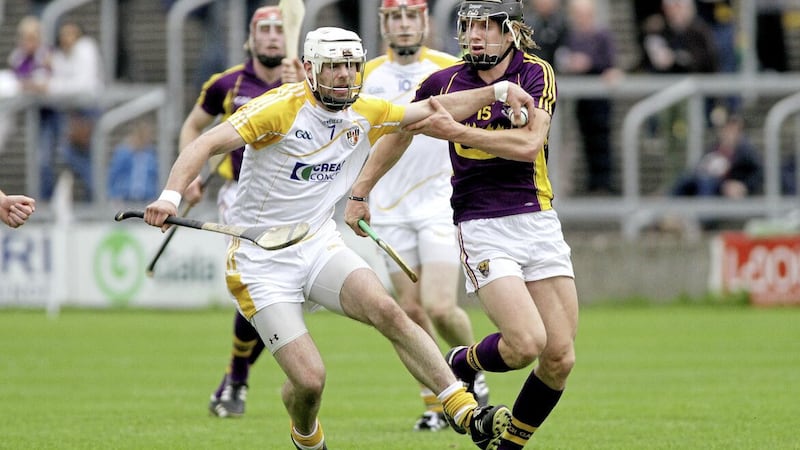 Liam &Oacute;g McGovern (right) helped Wexford retain their Leinster SHC spot with a couple of goals against Kilkenny 