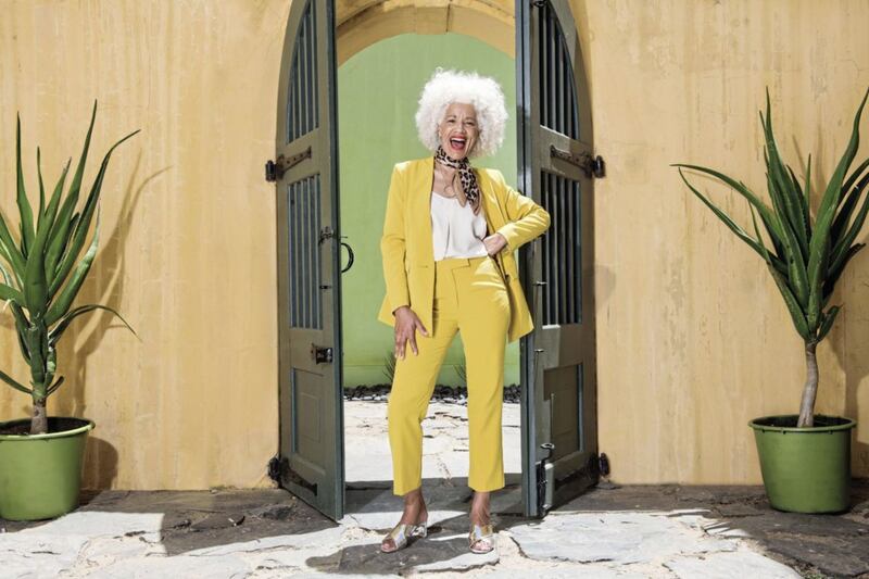JD Williams Statement Collarless Blazer, &pound;49.50 (was &pound;55); Warm Ivory Strappy Cami Top, &pound;12; Statement Yellow Tapered Leg Trousers, &pound;36 (were &pound;40); Square Heel Crossover Mule Sandals, &pound;22.40 (were &pound;28), available from JD Williams 