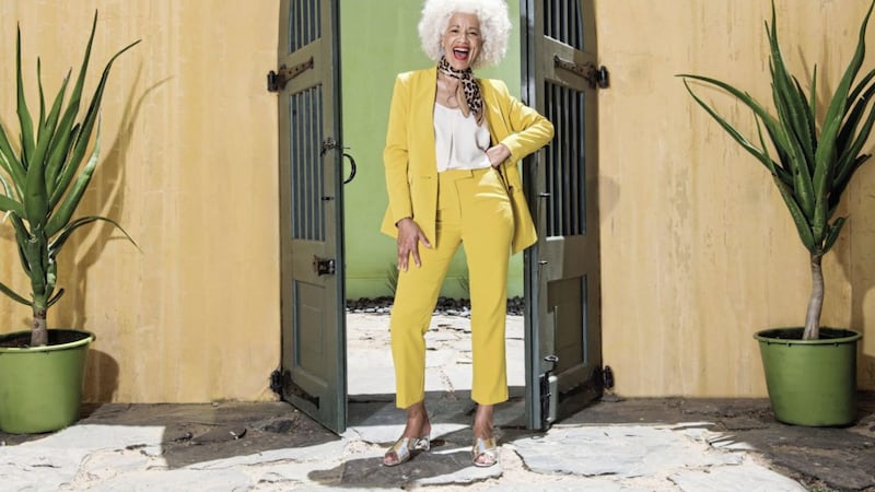 JD Williams Statement Collarless Blazer, &pound;49.50 (was &pound;55); Warm Ivory Strappy Cami Top, &pound;12; Statement Yellow Tapered Leg Trousers, &pound;36 (were &pound;40); Square Heel Crossover Mule Sandals, &pound;22.40 (were &pound;28), available from JD Williams 