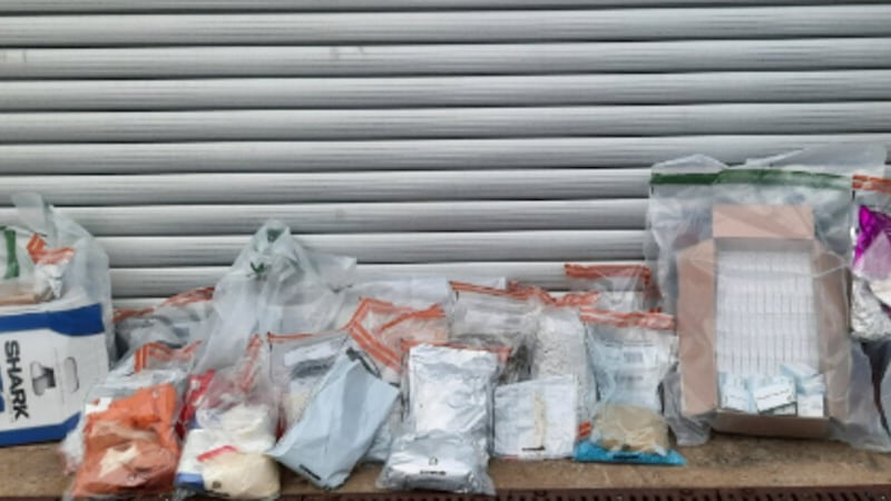Police displayed the £330,000 worth of drugs seized in Dungannon
