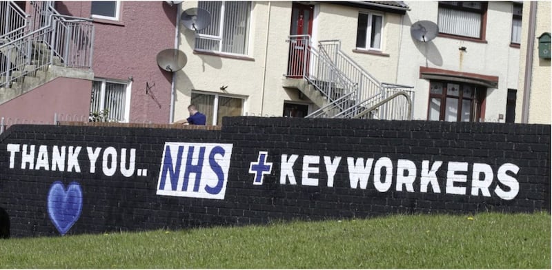 A mural in Newtownards put up last year to thank all NHS workers for their efforts during the Covid-19 pandemic. Picture by Hugh Russell 