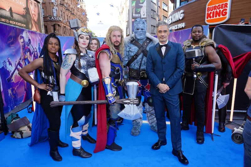 Taika Waititi arriving for the premiere of Thor: Love And Thunder in Leicester Square, London, in July 
