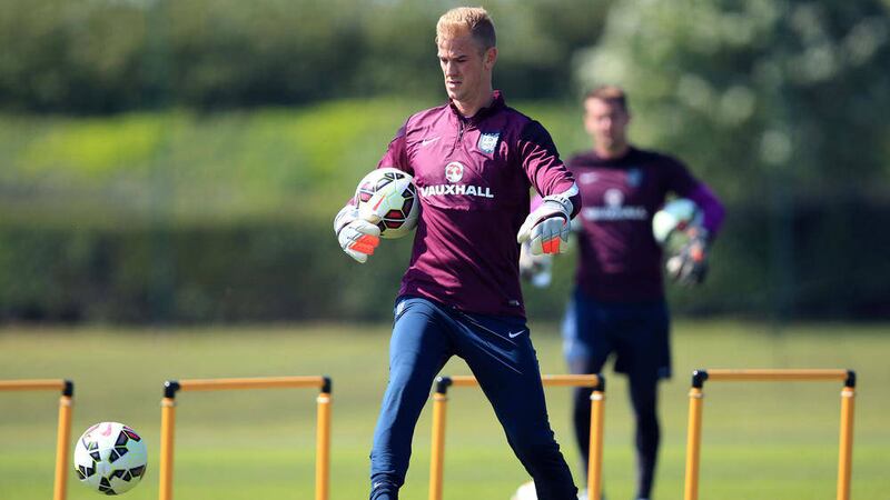 Goalkeeper Joe Hart during a training session at London Colney on Friday ahead of England&#39;s European Championship qualifying trip to Ljubljana Picture: PA 