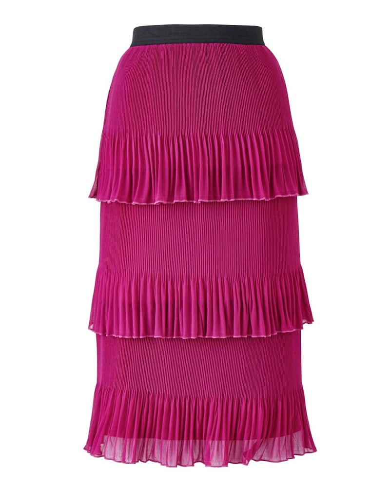 Simply Be Magenta Tiered Pleated Midi Skirt, &pound;28.50 (was &pound;59) 