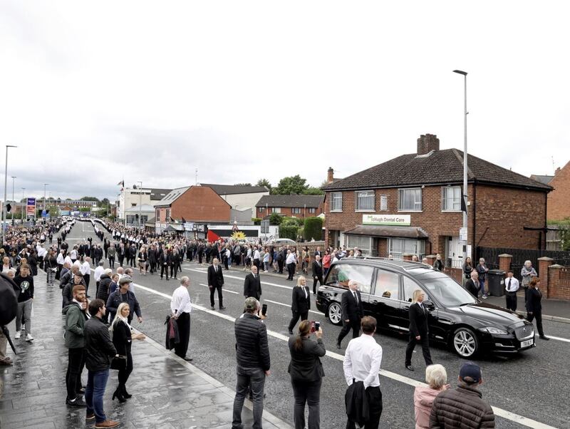 The funeral of senior republican Bobby Storey took place in west Belfast in June 2020