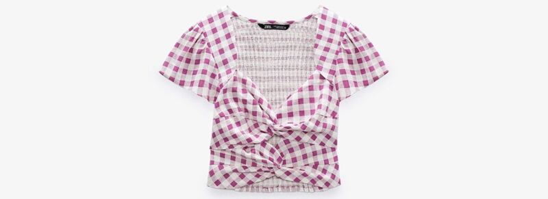 Gingham Linen Blend Top, &pound;25.99, available from Zara
