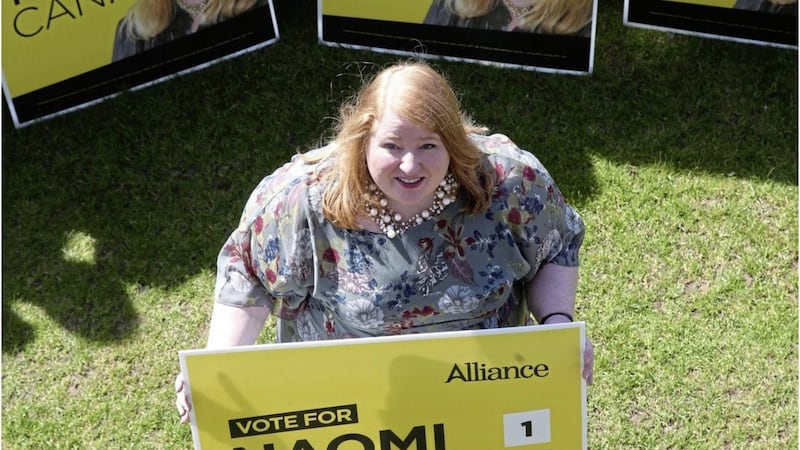 Naomi Long at the launch of Alliance&#39;s European election manifesto. Picture by Hugh Russell  