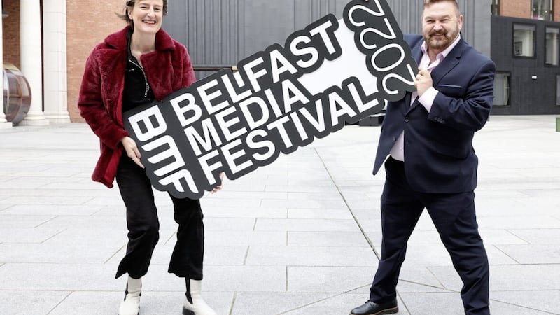Belfast Media Festival hosts Kathy Clugston and William Crawley. Picture by Darren Kidd/Presseye. 