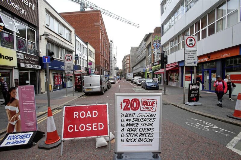 A cordon around Primark in Royal Avenue in Belfast will remain in place for at least four months sparking a backlash from traders. Photo by Mal McCann 