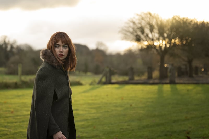 Imogen Poots as Rose Dugdale in disguise during the raid on Russborough House in a scene from Baltimore