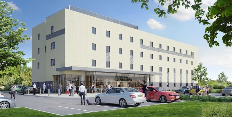 An artistic impression of the new hotel proposed for Sprucefield Retail Park.