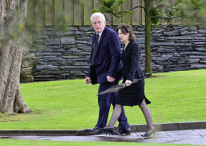 &nbsp;SDLP candidate Alistair McDonnell and wife at the funeral of Professor Patrick Johnston who was Vice-Chancellor of Queen's University Belfast.