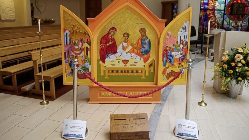 The World Meeting of Families icon, pictured here on an earlier visit to Holy Family Church in north Belfast, is visiting every diocese in Ireland ahead of the August event. Picture by Mal McCann 