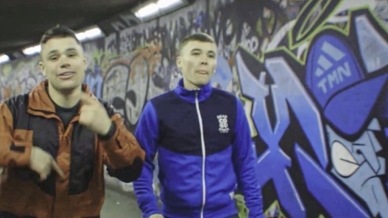 A song by a west Belfast Irish-language rap duo has been removed from a RTE playlist because of its content 